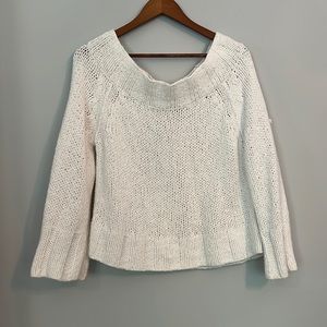 Free People Thick White Knit Off The Shoulder Sweater